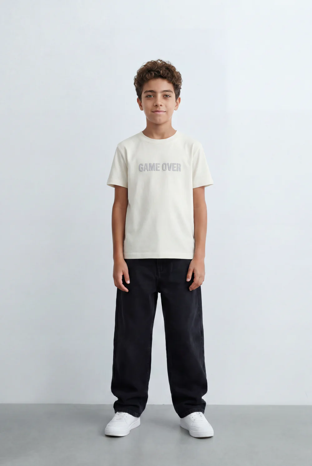 Boy's Tomato Store Minimal T-Shirt Raised Game Over Typography Detail - Image 8