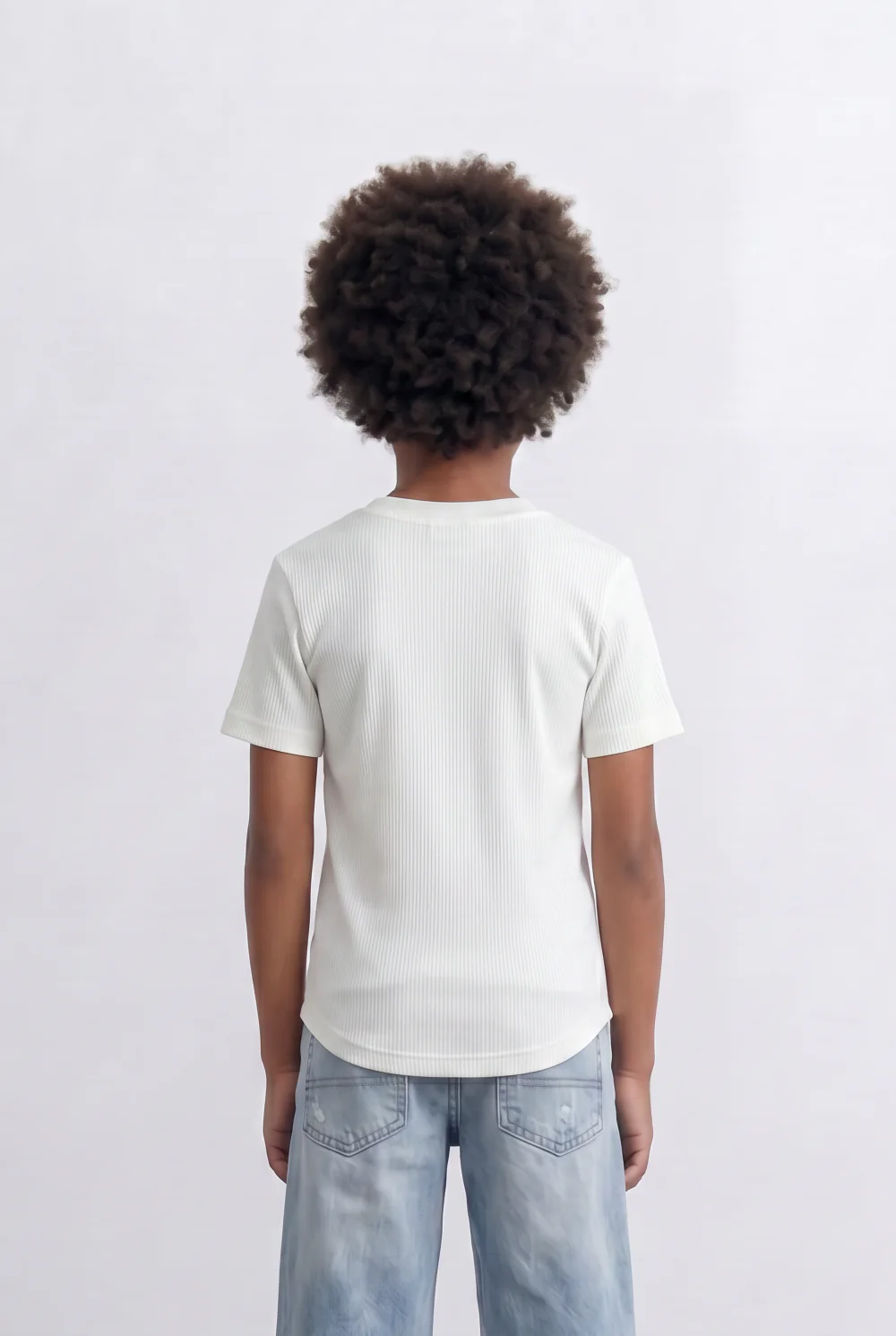 Boy's Tomato Store Ribbed Basic T-Shirt Vertical Texture Finish Stretch Comfort Fabric Slim Fit - Image 6