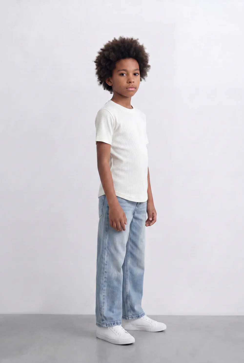 Boy's Tomato Store Ribbed Basic T-Shirt Vertical Texture Finish Stretch Comfort Fabric Slim Fit - Image 8