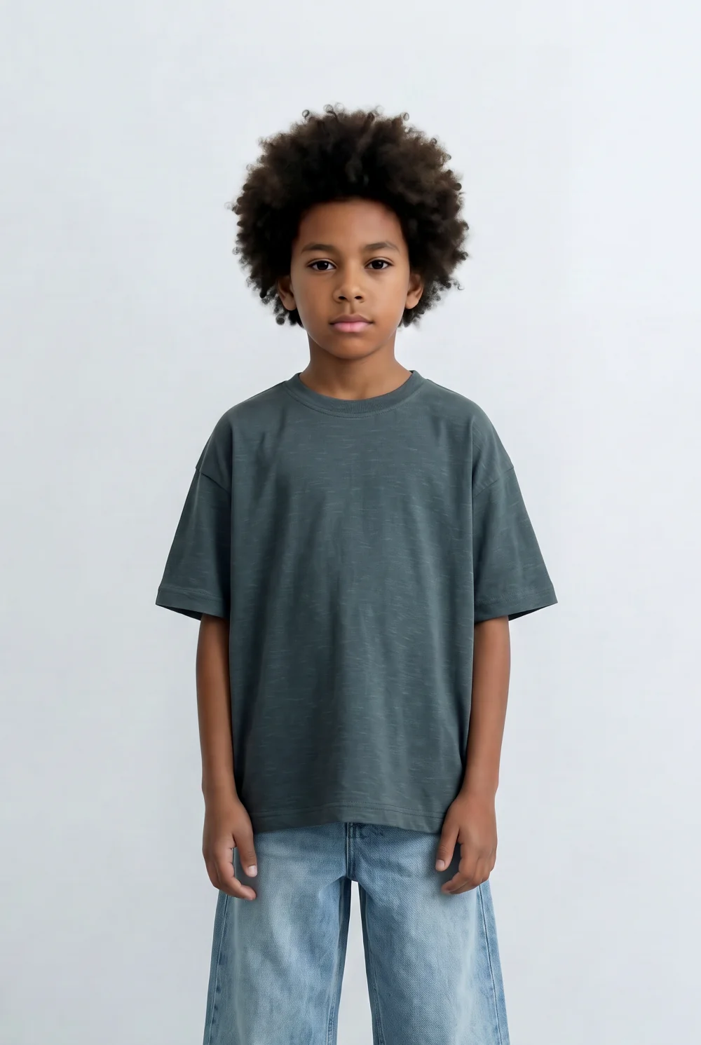 Boy's Tomato Store Slub Basic T-Shirt Textured Surface Relaxed Oversized Fit