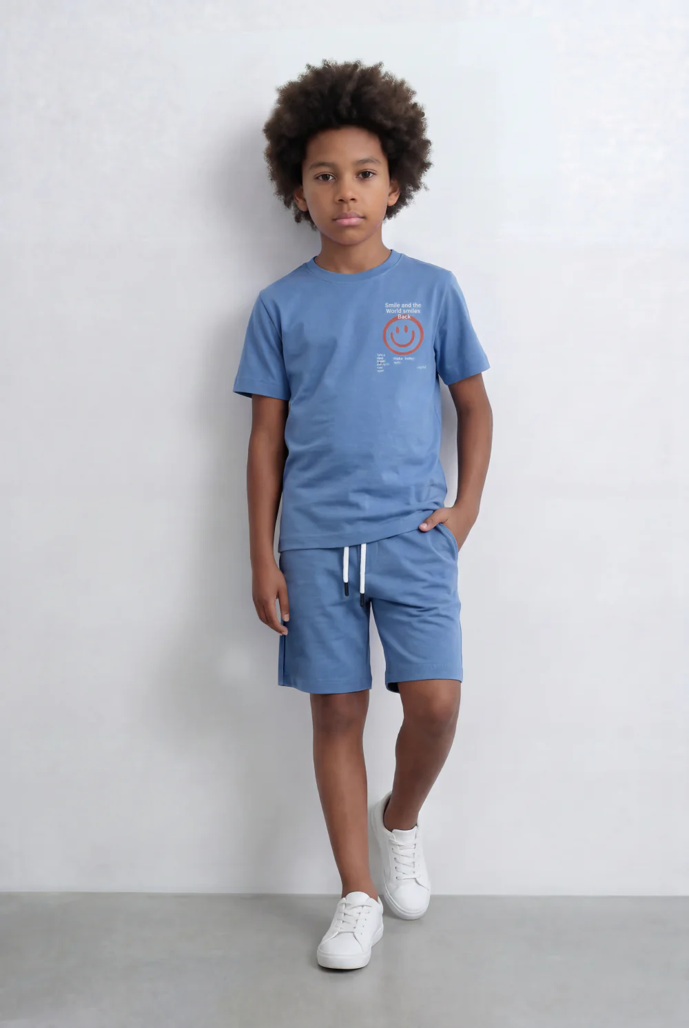 Boy's Tomato Store Smile Graphic Set Matching Slim Fit Outfit