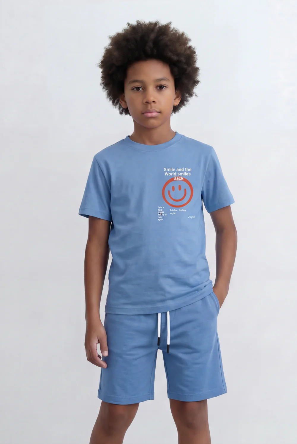 Boy's Tomato Store Smile Graphic Set Matching Slim Fit Outfit - Image 4