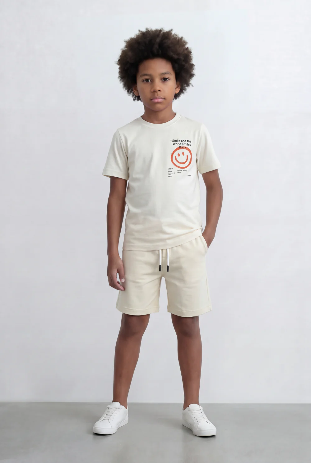 Boy's Tomato Store Smile Graphic Set Matching Slim Fit Outfit - Image 5