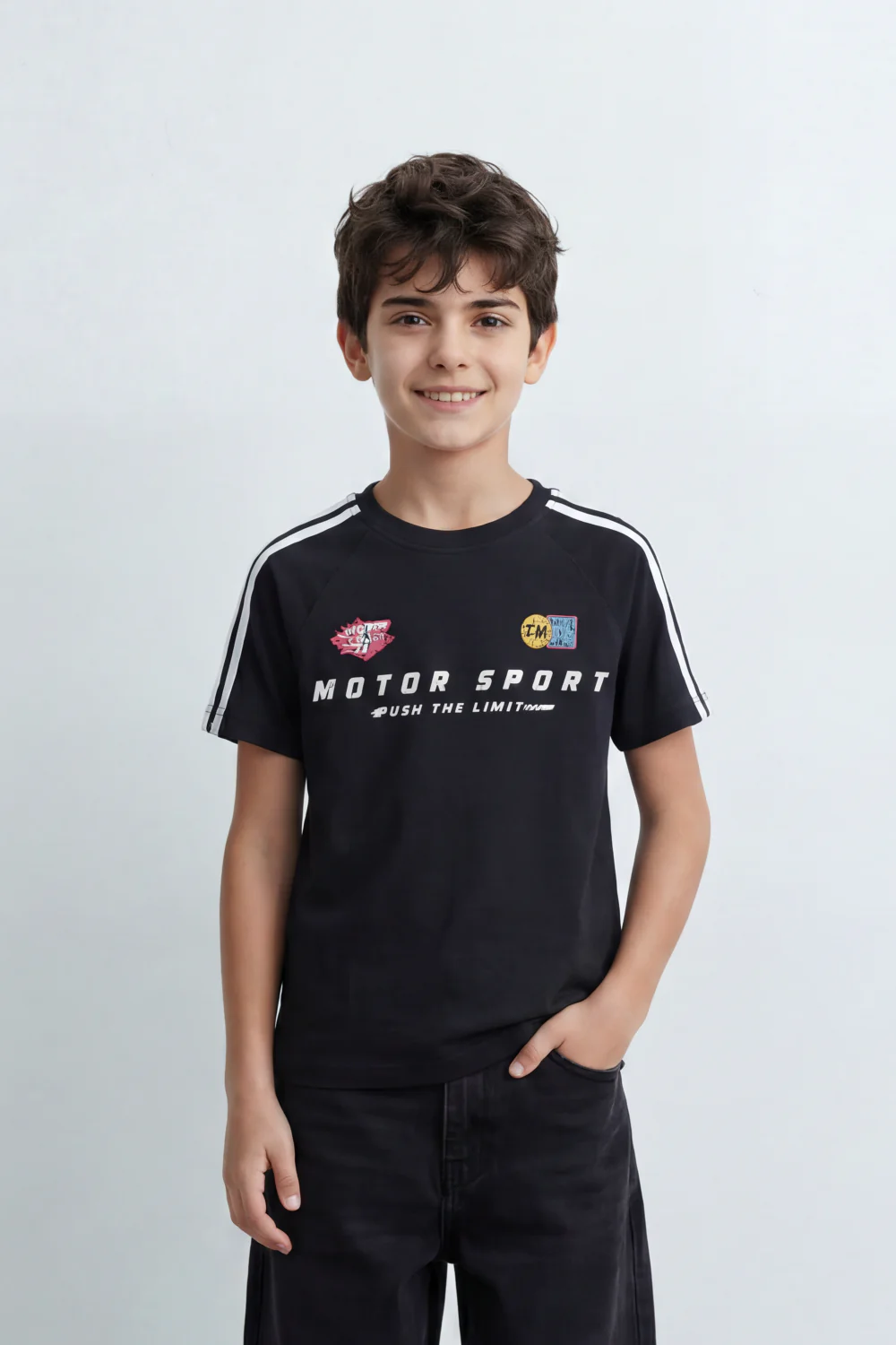 Boy's Tomato Store Speed Club Graphic T-Shirt Motorsport Back Slim Fit Racing Number Artwork Patch