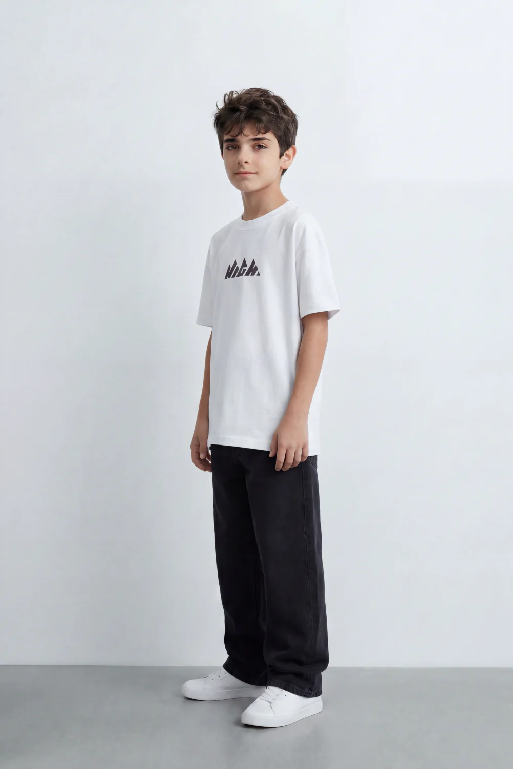 Boy's Tomato Store Summit Mark Oversized T-Shirt Plain Dyed Surface Center Mountain Logo Print - Image 12