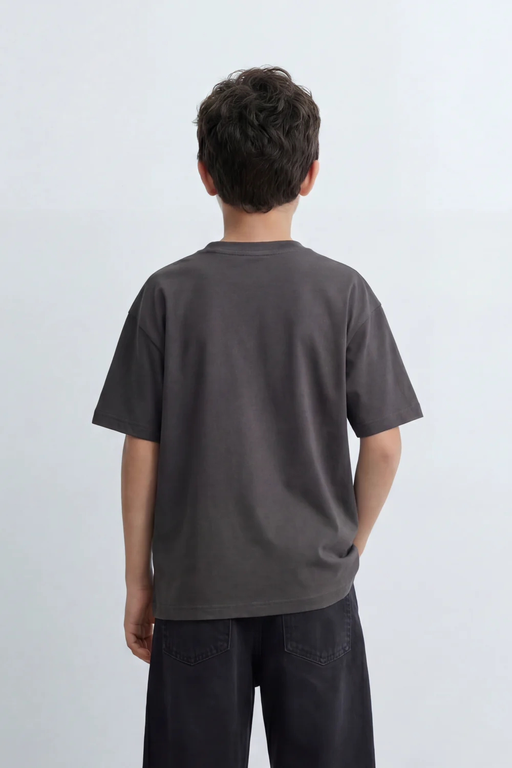 Boy's Tomato Store Summit Mark Oversized T-Shirt Plain Dyed Surface Center Mountain Logo Print - Image 2