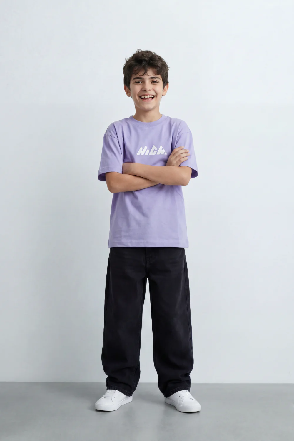 Boy's Tomato Store Summit Mark Oversized T-Shirt Plain Dyed Surface Center Mountain Logo Print - Image 5
