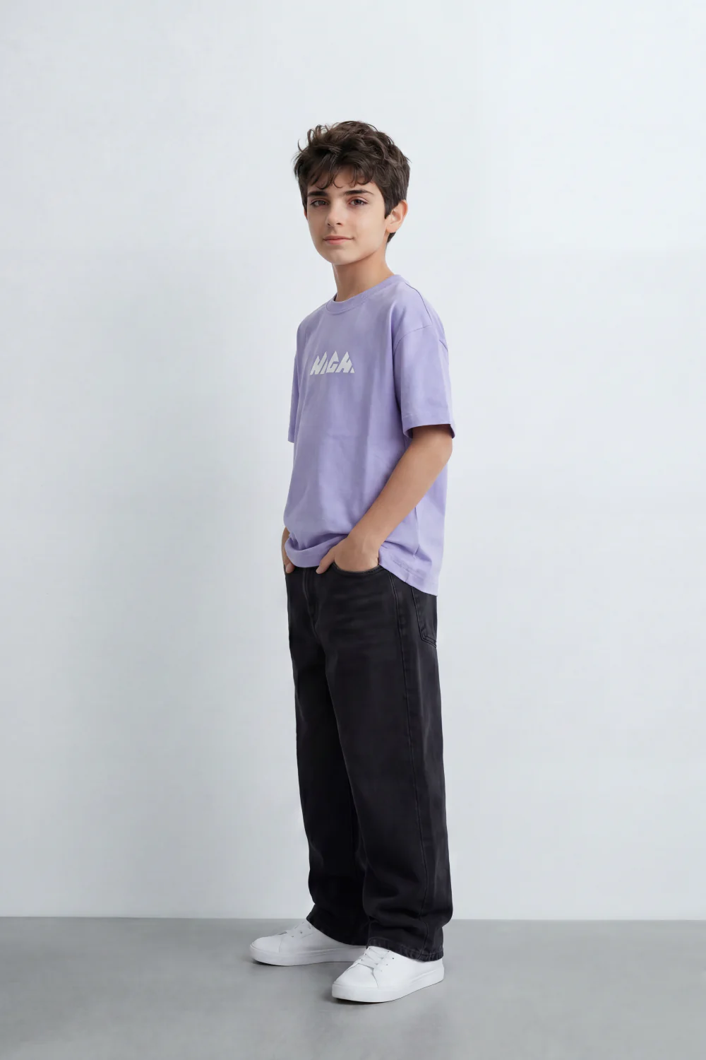 Boy's Tomato Store Summit Mark Oversized T-Shirt Plain Dyed Surface Center Mountain Logo Print - Image 7