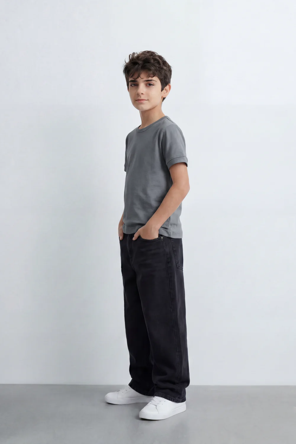 Boy's Tomato Store T-Shirt With Fine Combed Knit Surface Plain Dyed Finish Minimal Unprinted Front - Image 8