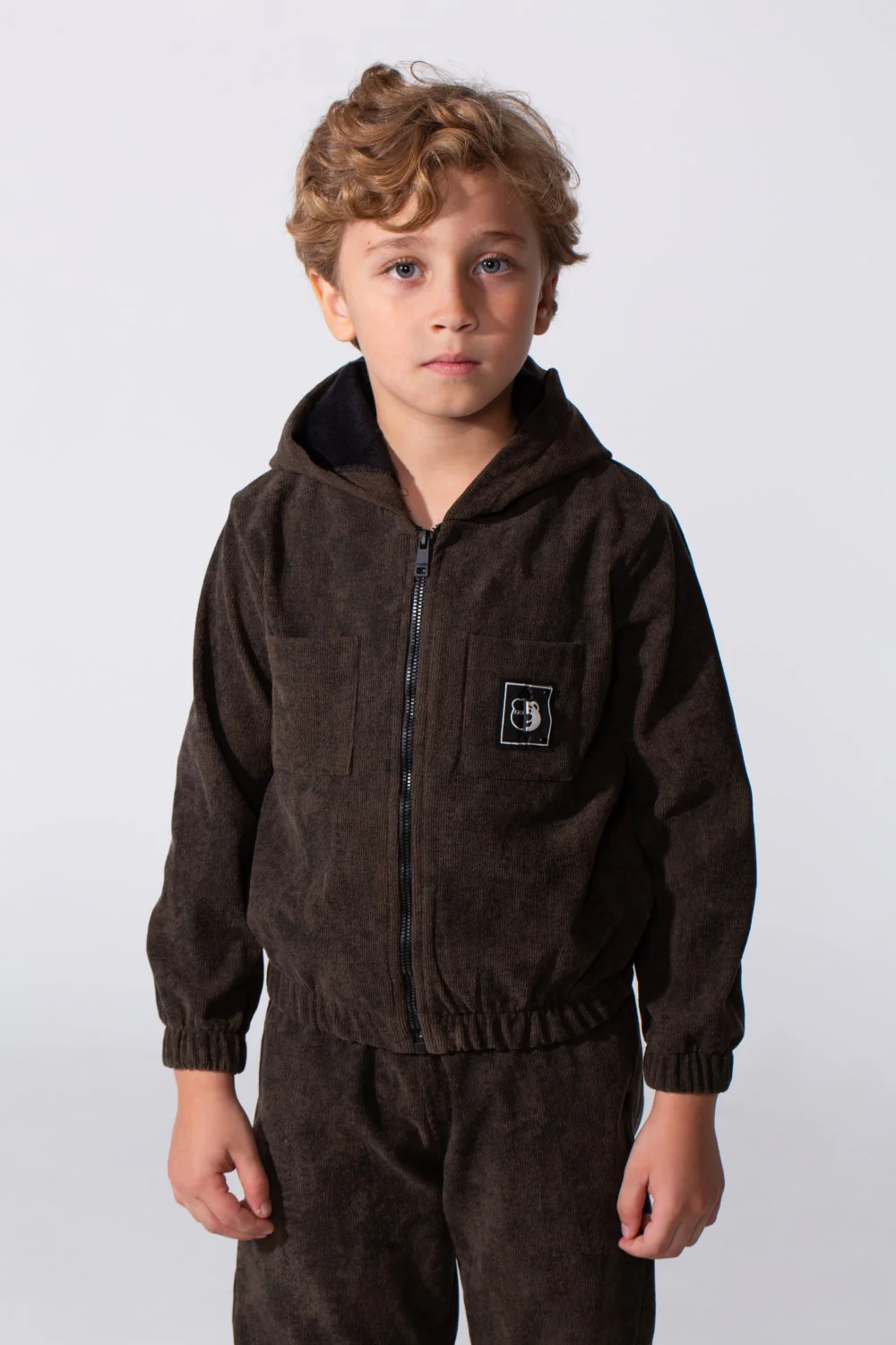 Boy's Tomato Store Two Piece Set Zip-Up Hooded Chest Pockets Elasticated Cuffs And Waistband Textured Fabric Outfit - Image 11