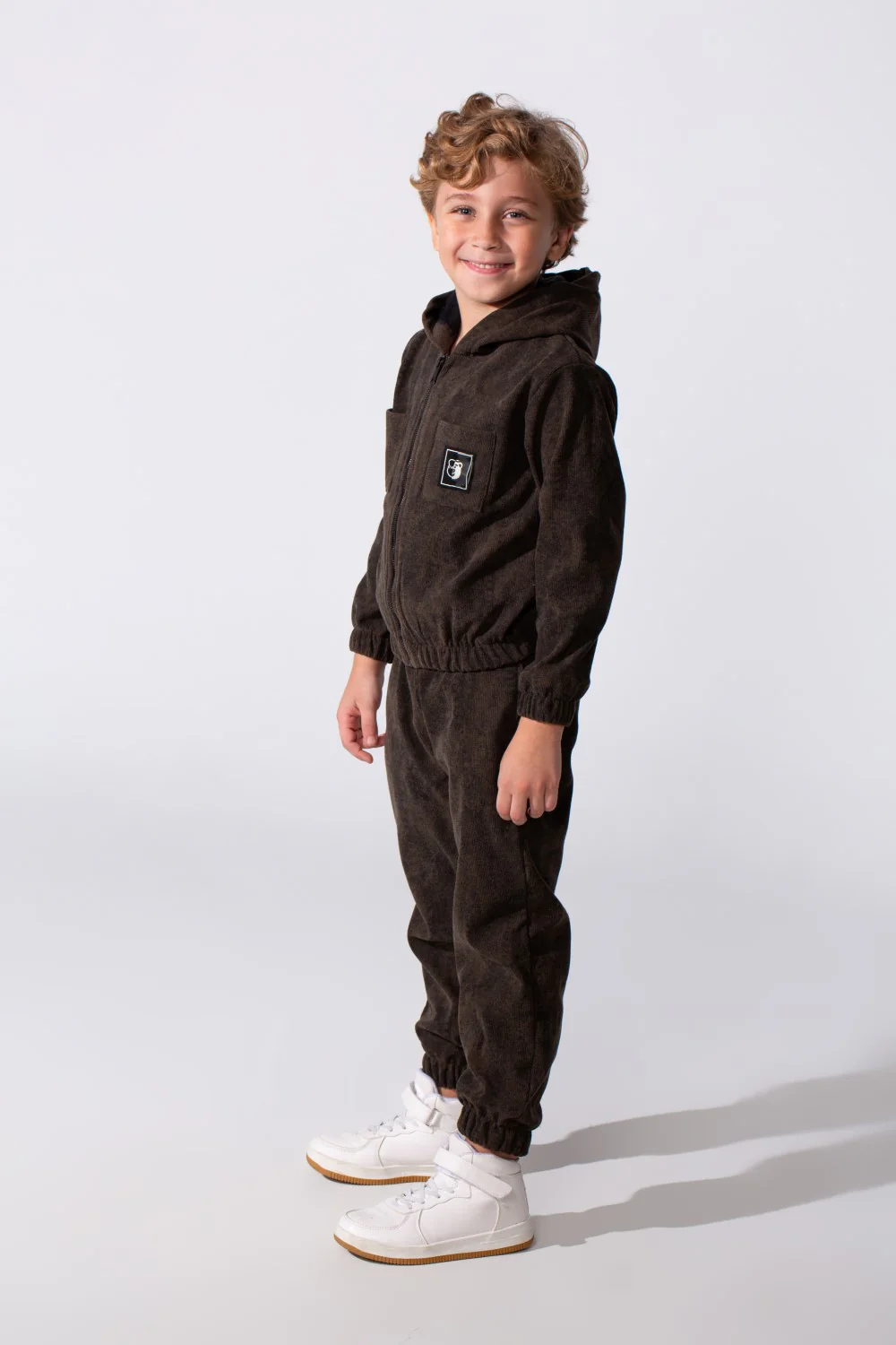 Boy's Tomato Store Two Piece Set Zip-Up Hooded Chest Pockets Elasticated Cuffs And Waistband Textured Fabric Outfit - Image 12
