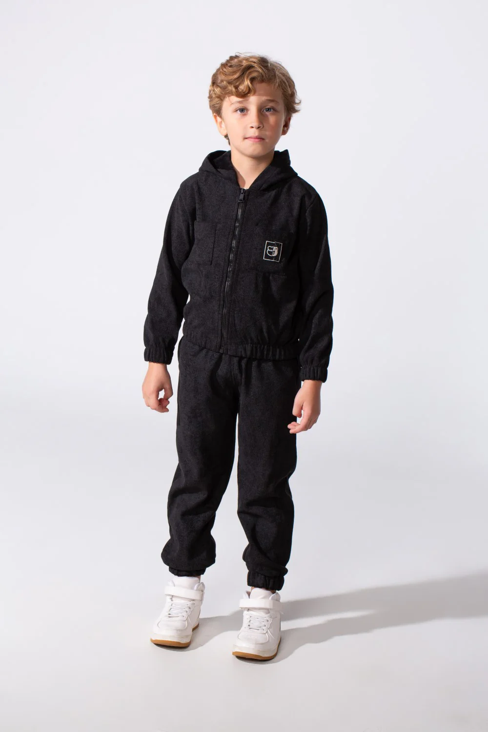 Boy's Tomato Store Two Piece Set Zip-Up Hooded Chest Pockets Elasticated Cuffs And Waistband Textured Fabric Outfit - Image 5