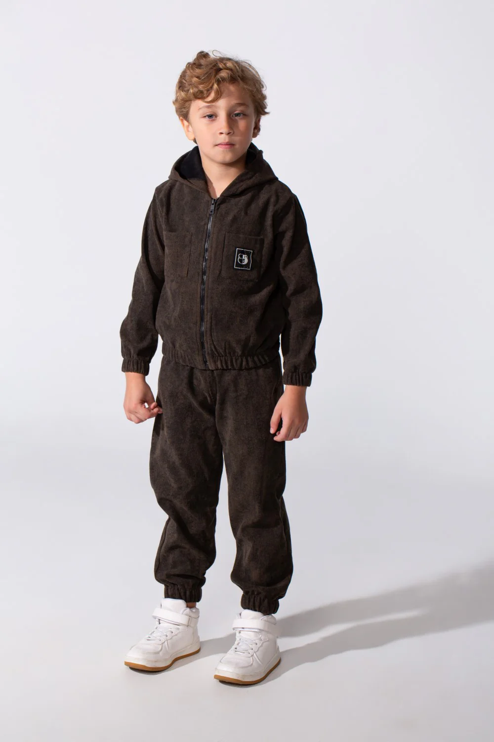 Boy's Tomato Store Two Piece Set Zip-Up Hooded Chest Pockets Elasticated Cuffs And Waistband Textured Fabric Outfit - Image 9