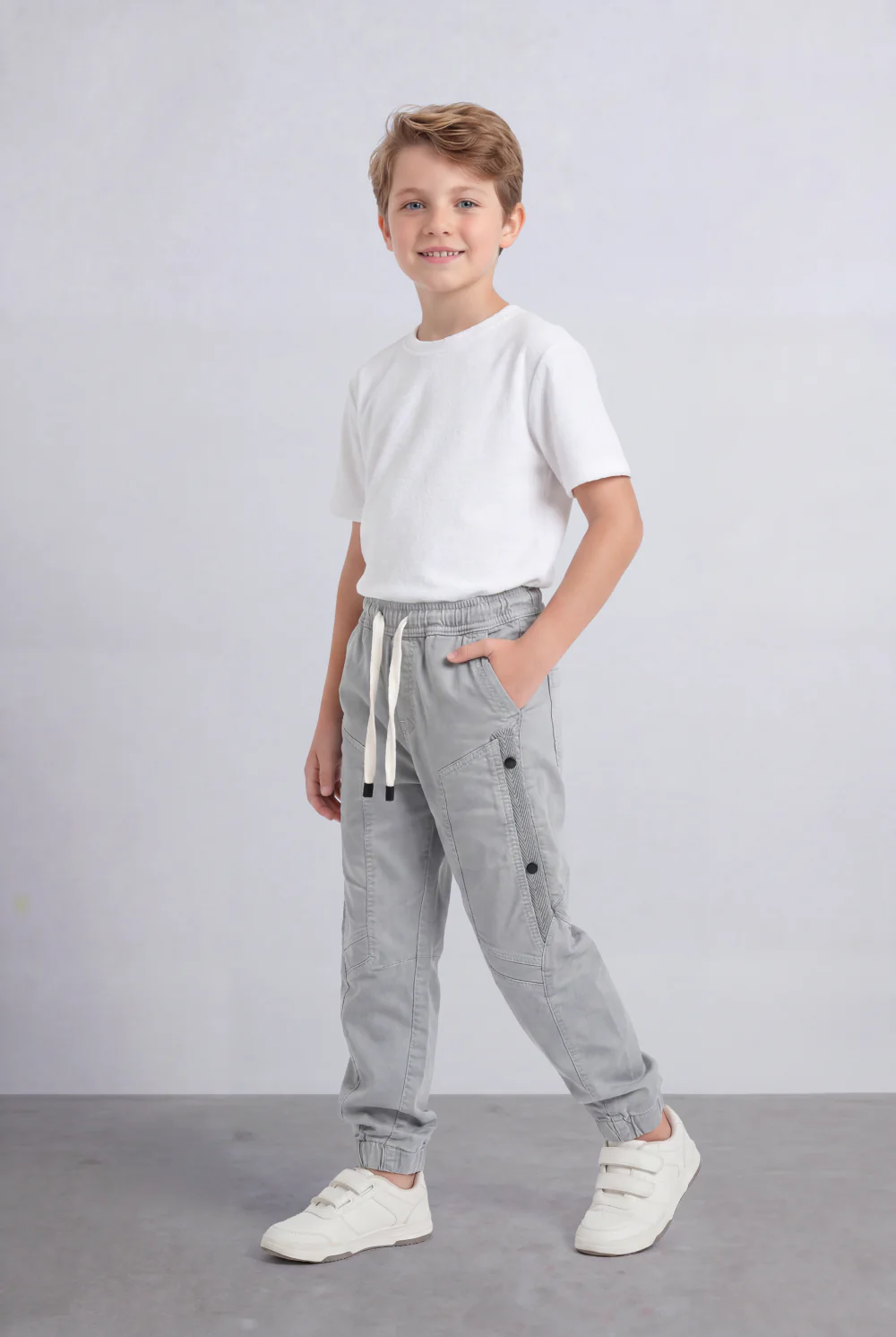 Boy's Tomato Store Utility Cargo Jogger Elastic Waist Multi Pocket Design Panel Seam Construction Elastic Cuff Hem - Image 11