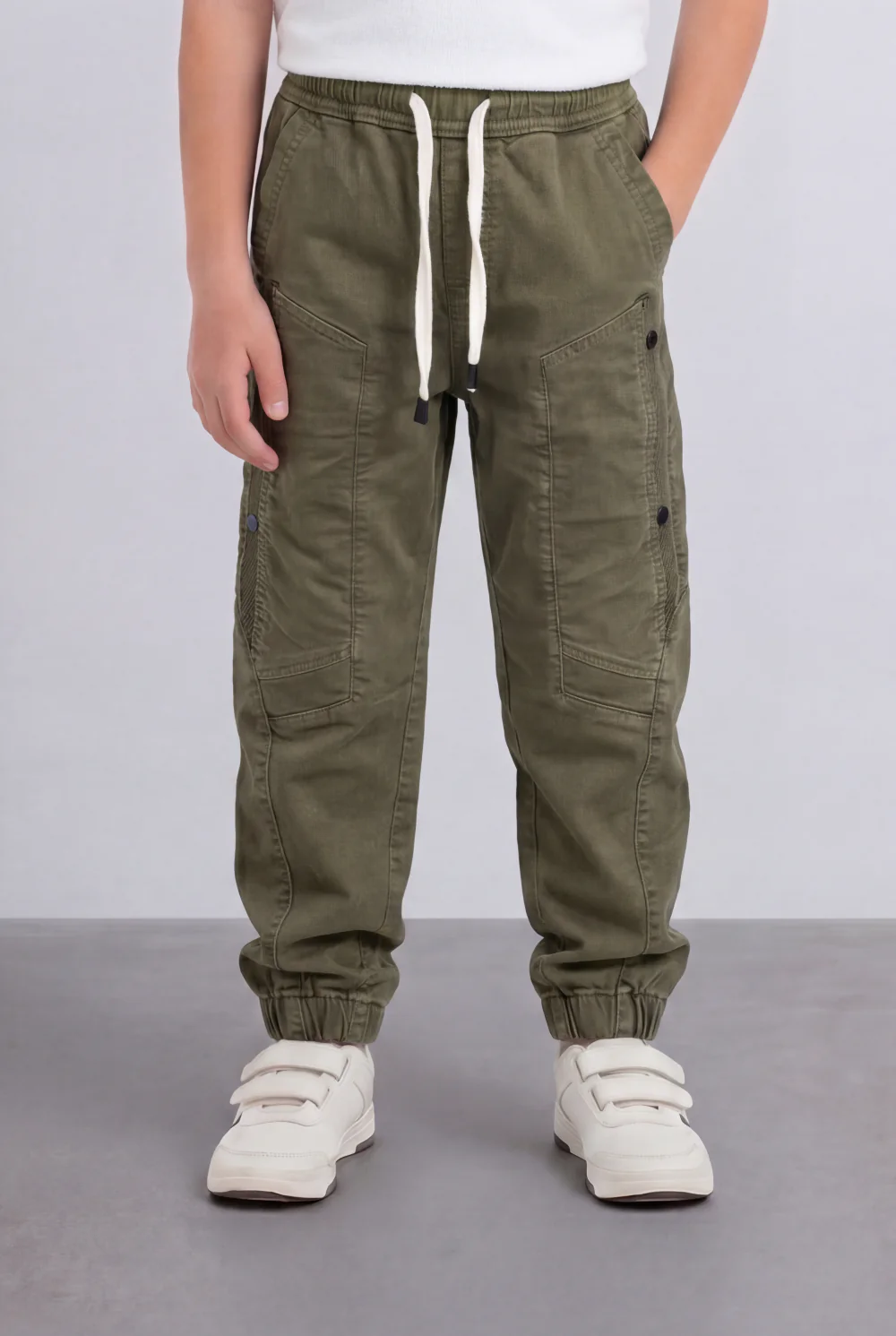 Boy's Tomato Store Utility Cargo Jogger Elastic Waist Multi Pocket Design Panel Seam Construction Elastic Cuff Hem - Image 13