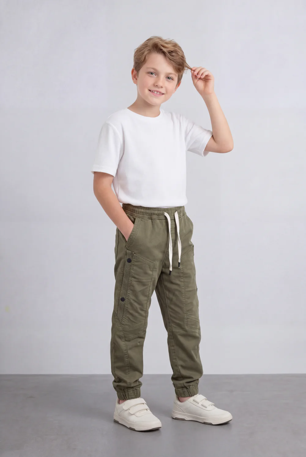 Boy's Tomato Store Utility Cargo Jogger Elastic Waist Multi Pocket Design Panel Seam Construction Elastic Cuff Hem - Image 15