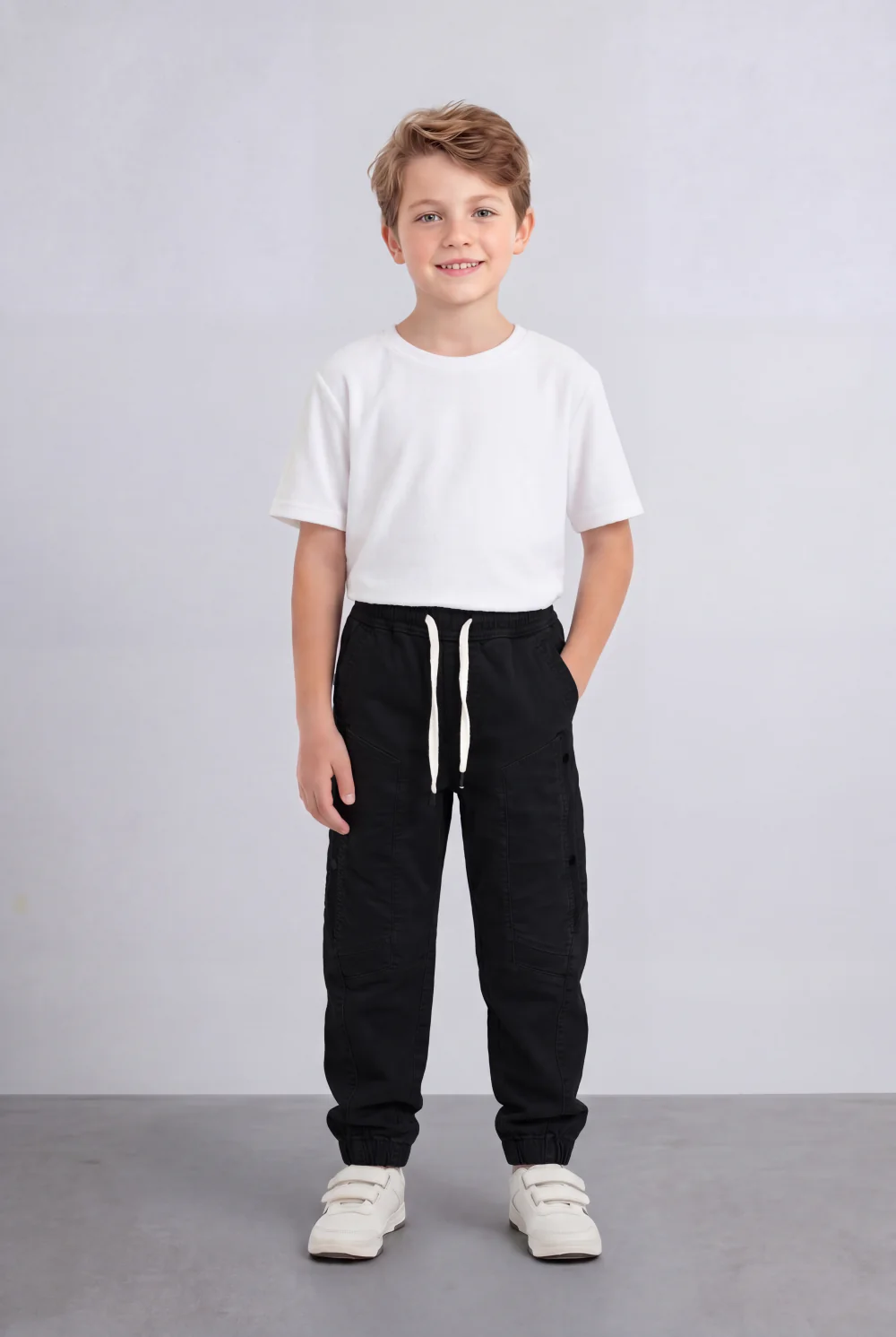 Boy's Tomato Store Utility Cargo Jogger Elastic Waist Multi Pocket Design Panel Seam Construction Elastic Cuff Hem - Image 7