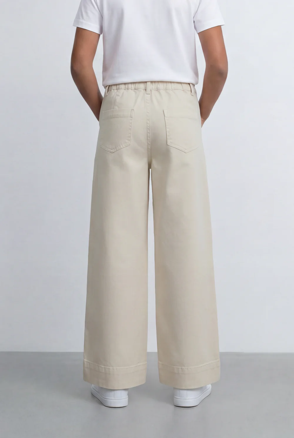 Girl's Tomato Store Wide Leg Pants Twill Pants High Rise Waist Front Pleat Detail - Image 2