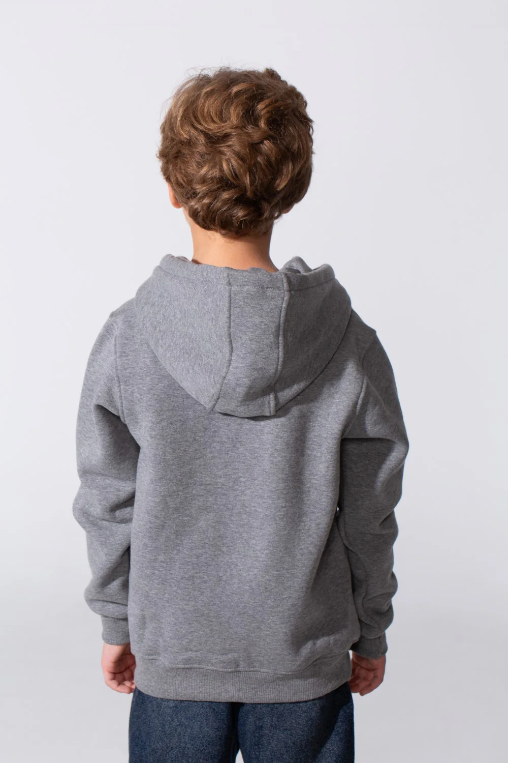 Boy's Tomato Store Zip-Up Practical Everyday Look Split Kangaroo Pocket Hooded Slim Fit Melton Sweatshirt - Image 2