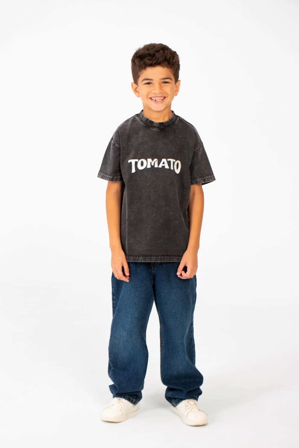 Boy's Tomato Summer Washed Oversized Round Neck Half Sleeve T-Shirt - Image 4