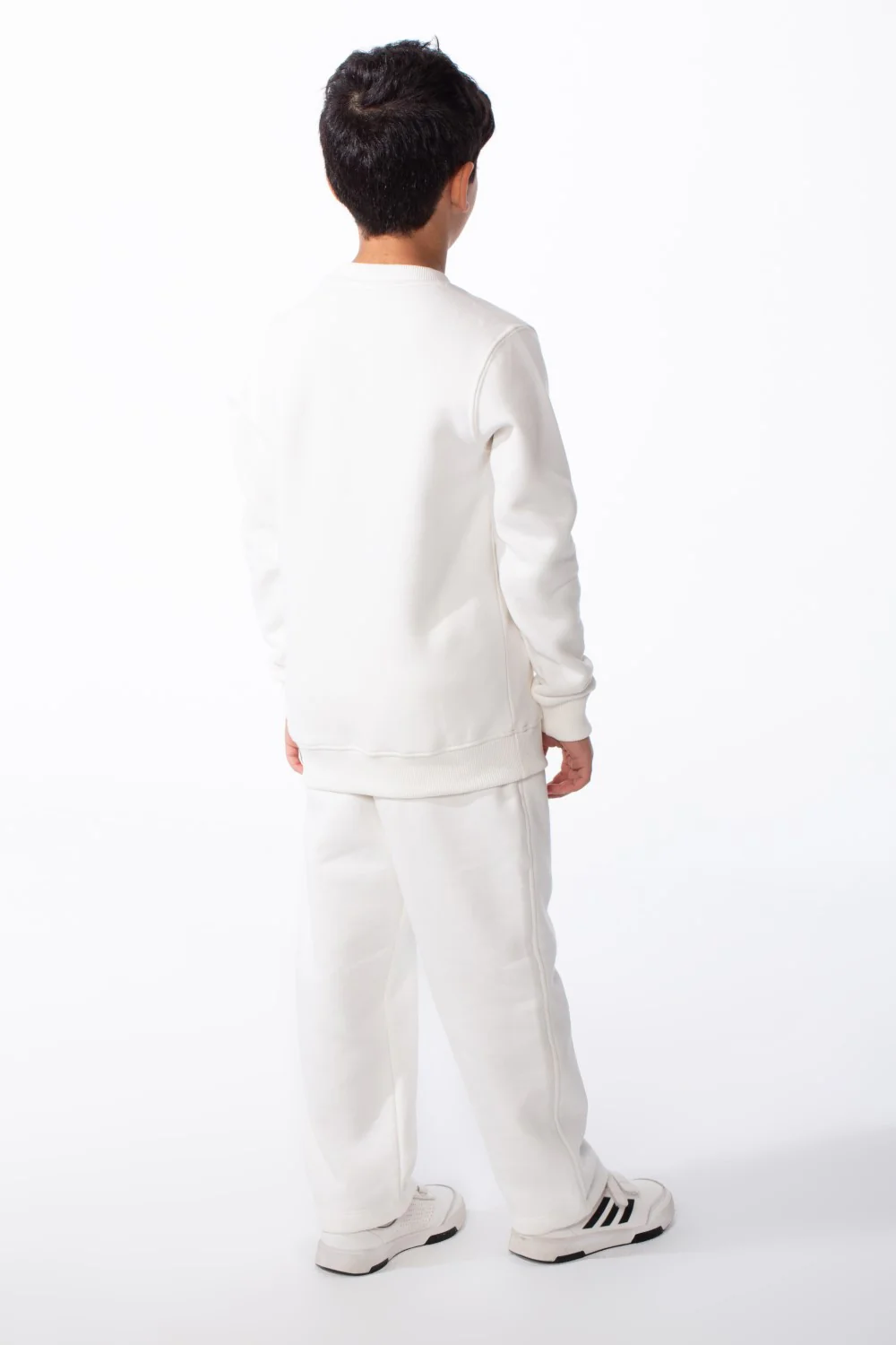 Boy's Set Crew Neckline Side White Label Patch With Smiley Face Practical Slim Fit Melton Outfit - Image 6