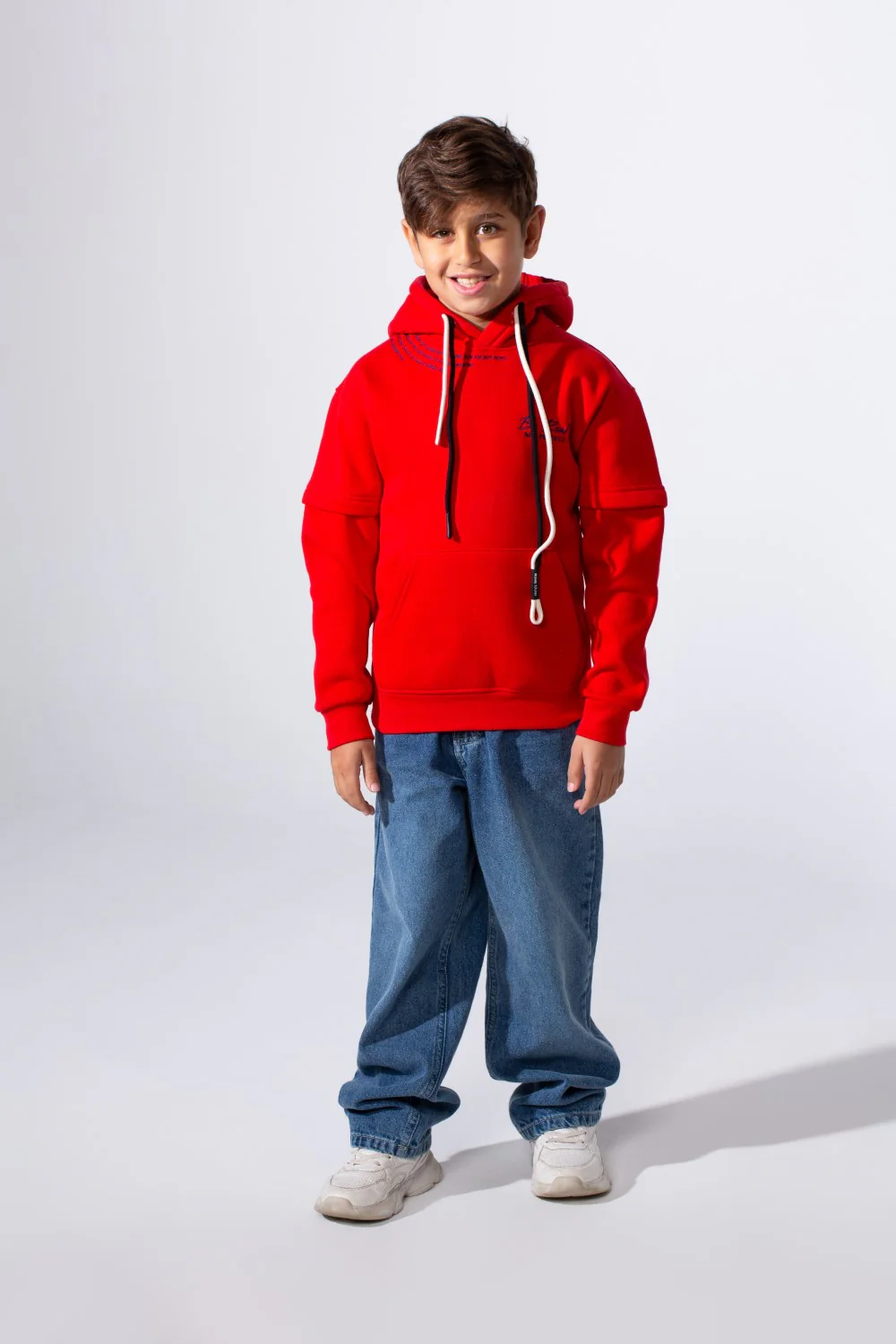Boy's Unique Long Sleeves One Shoulder Print Casual Comfy Slim Fit Melton Hooded Sweatshirt - Image 7