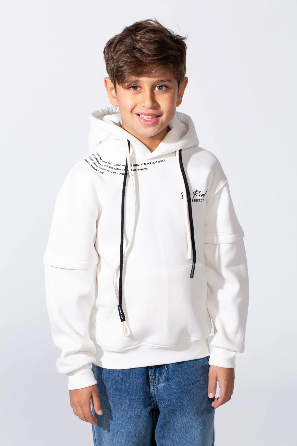 Boy's Unique Long Sleeves One Shoulder Print Casual Comfy Slim Fit Melton Hooded Sweatshirt - Image 9