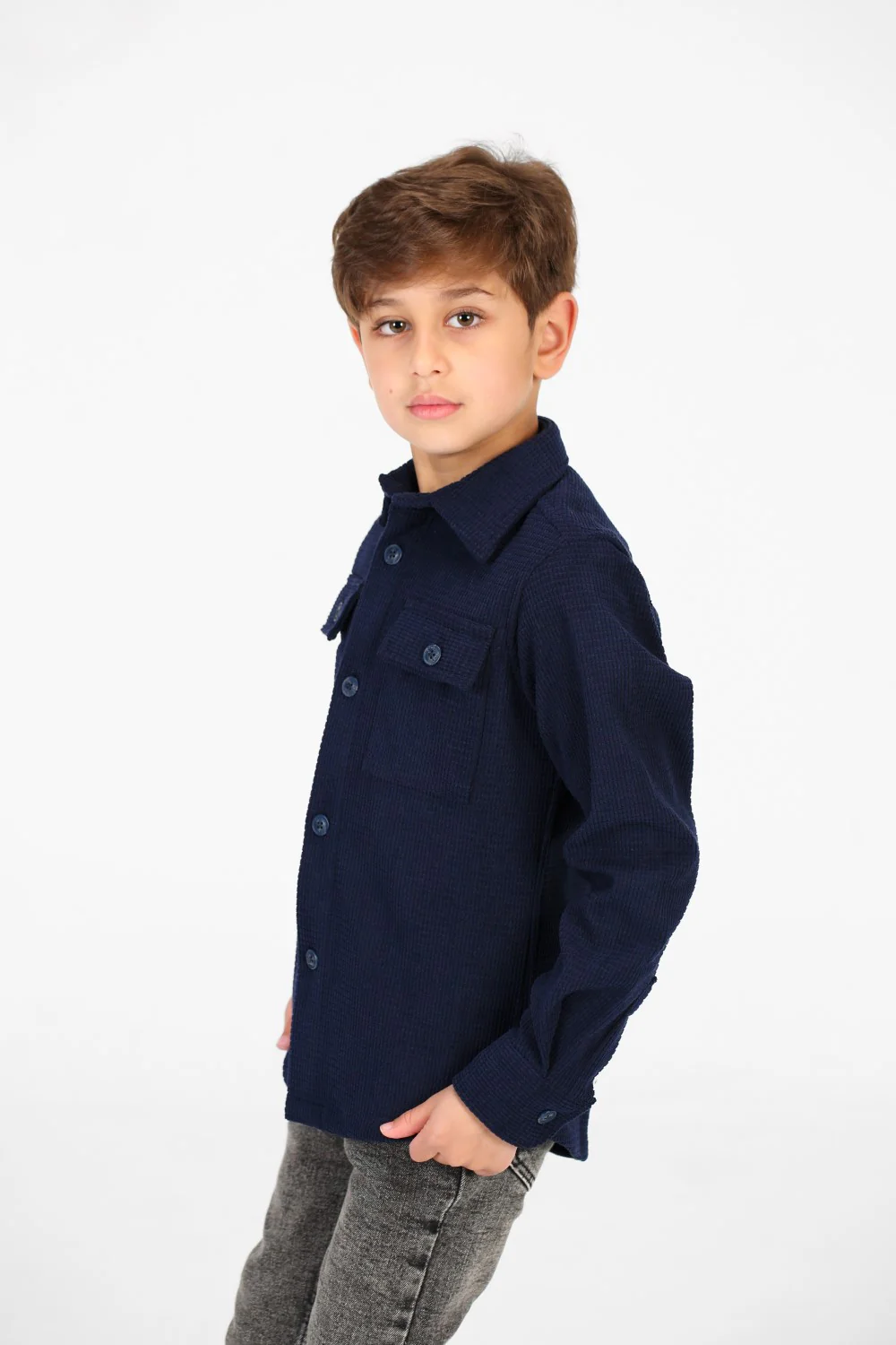 Boy's Velvet Button Front Long Sleeve Shirt - Image 15