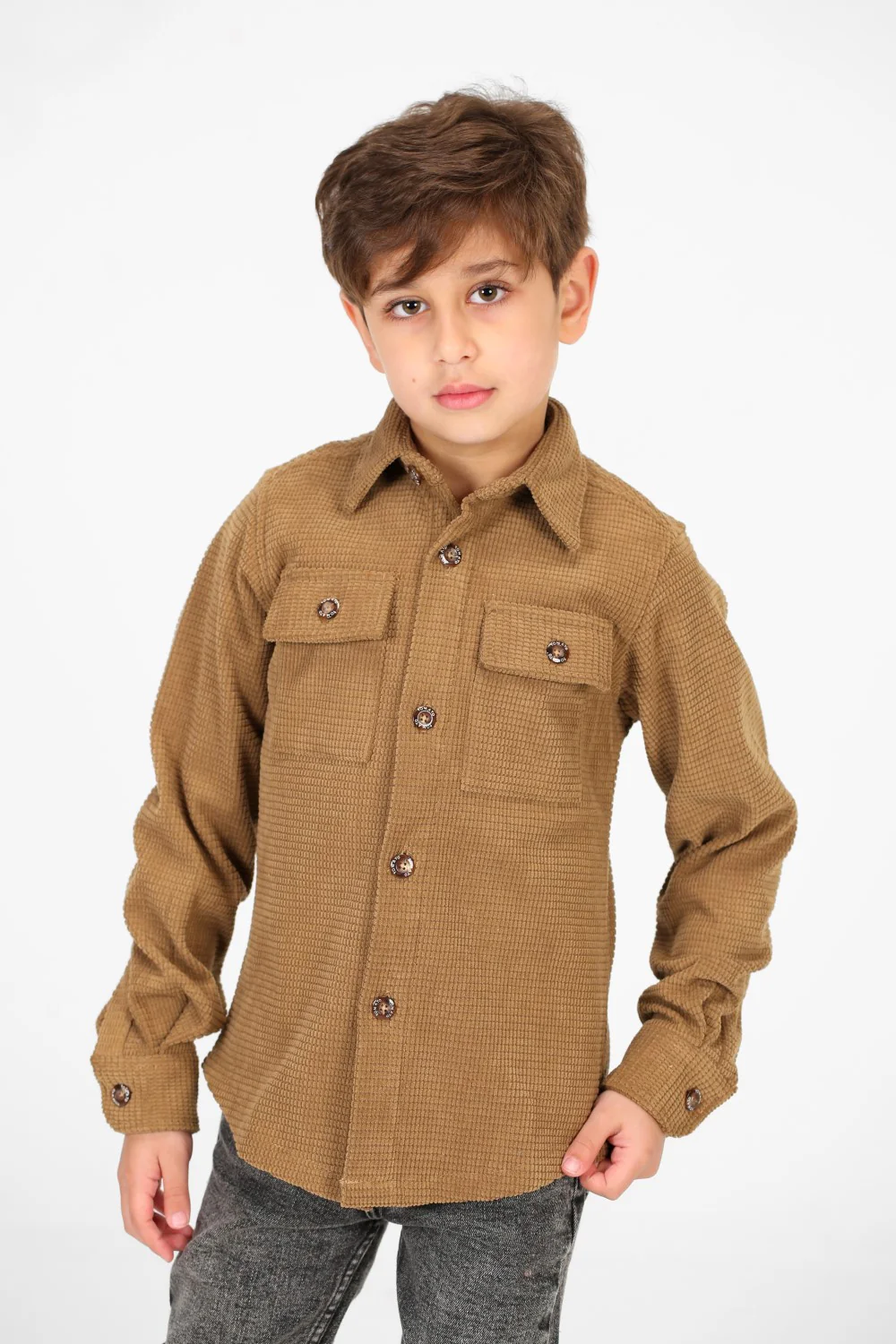 Boy's Velvet Button Front Long Sleeve Shirt - Image 17