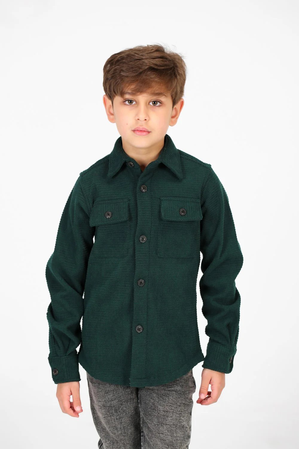 Boy's Velvet Button Front Long Sleeve Shirt - Image 5