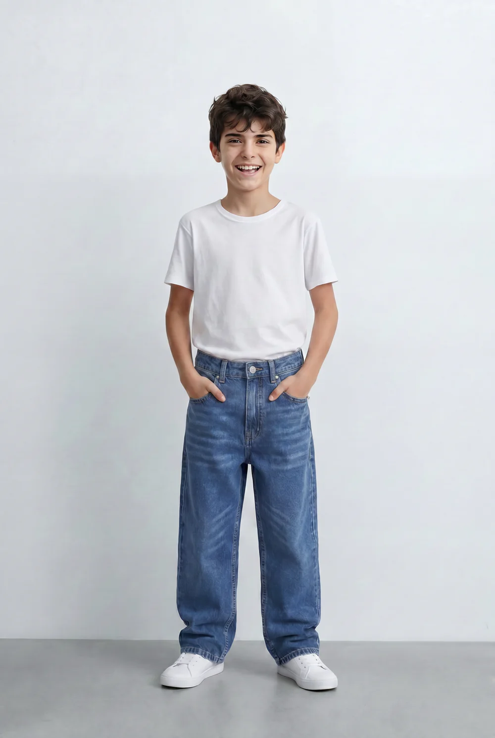 Boy's Tomato Store Washed Denim Finish Boyfriend Pants Five Pocket Styling - Image 3