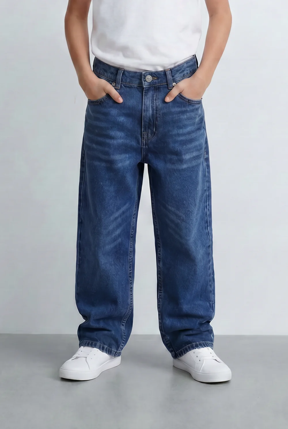 Boy's Tomato Store Washed Denim Finish Boyfriend Pants Five Pocket Styling - Image 5