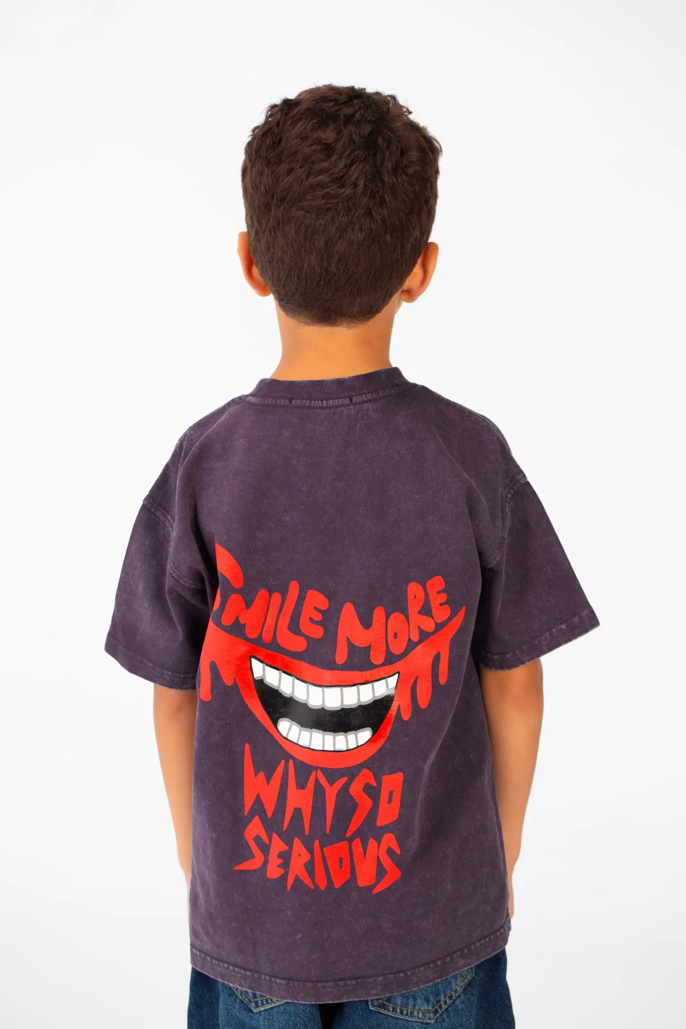 Boy's Washed Text Print Oversized T-Shirt With Short Sleeves And Round Neck - Image 6