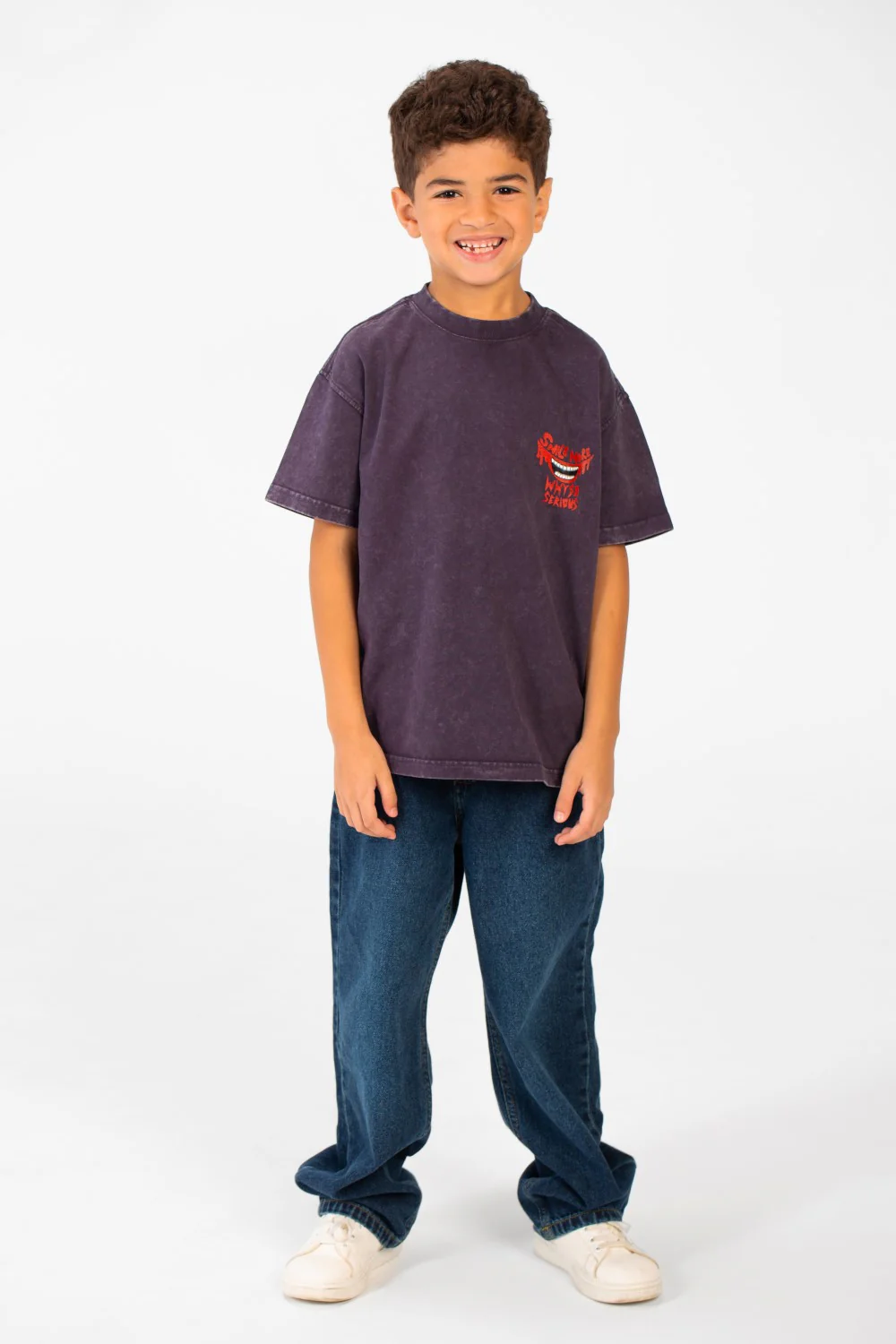 Boy's Washed Text Print Oversized T-Shirt With Short Sleeves And Round Neck - Image 8