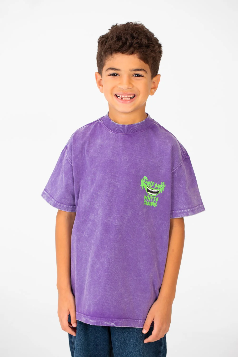 Boy's Washed Text Print Oversized T-Shirt With Short Sleeves And Round Neck - Image 9