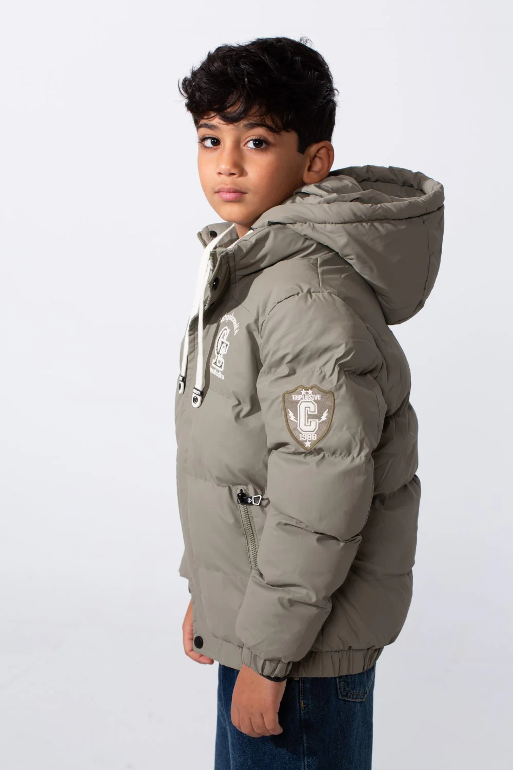 Boy's Waterproof Printed Puffer Hood Jacket With Zip Pockets - Image 12