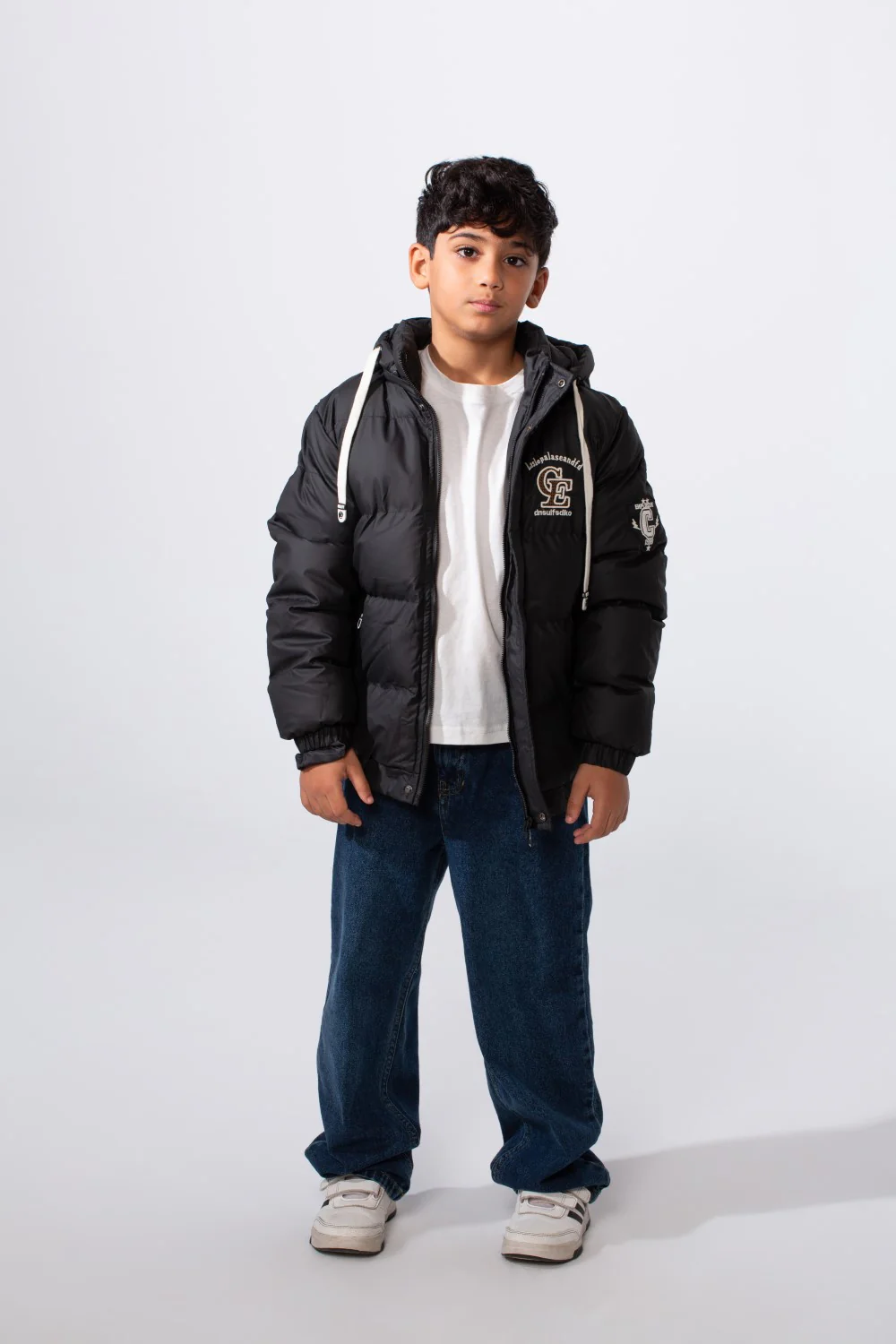 Boy's Waterproof Printed Puffer Hood Jacket With Zip Pockets - Image 3
