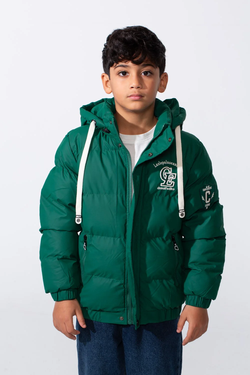 Boy's Waterproof Printed Puffer Hood Jacket With Zip Pockets - Image 5
