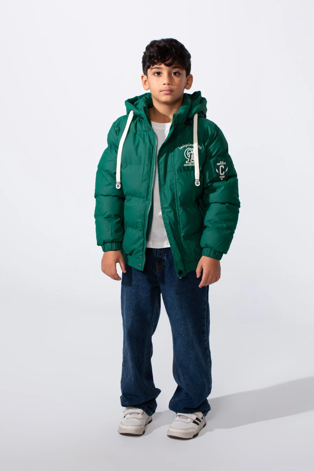 Boy's Waterproof Printed Puffer Hood Jacket With Zip Pockets - Image 7