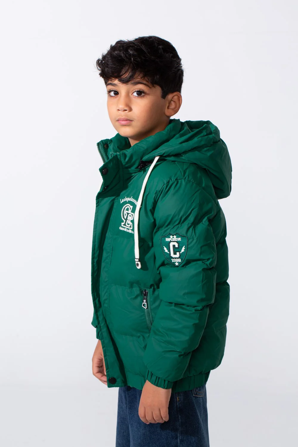 Boy's Waterproof Printed Puffer Hood Jacket With Zip Pockets - Image 8