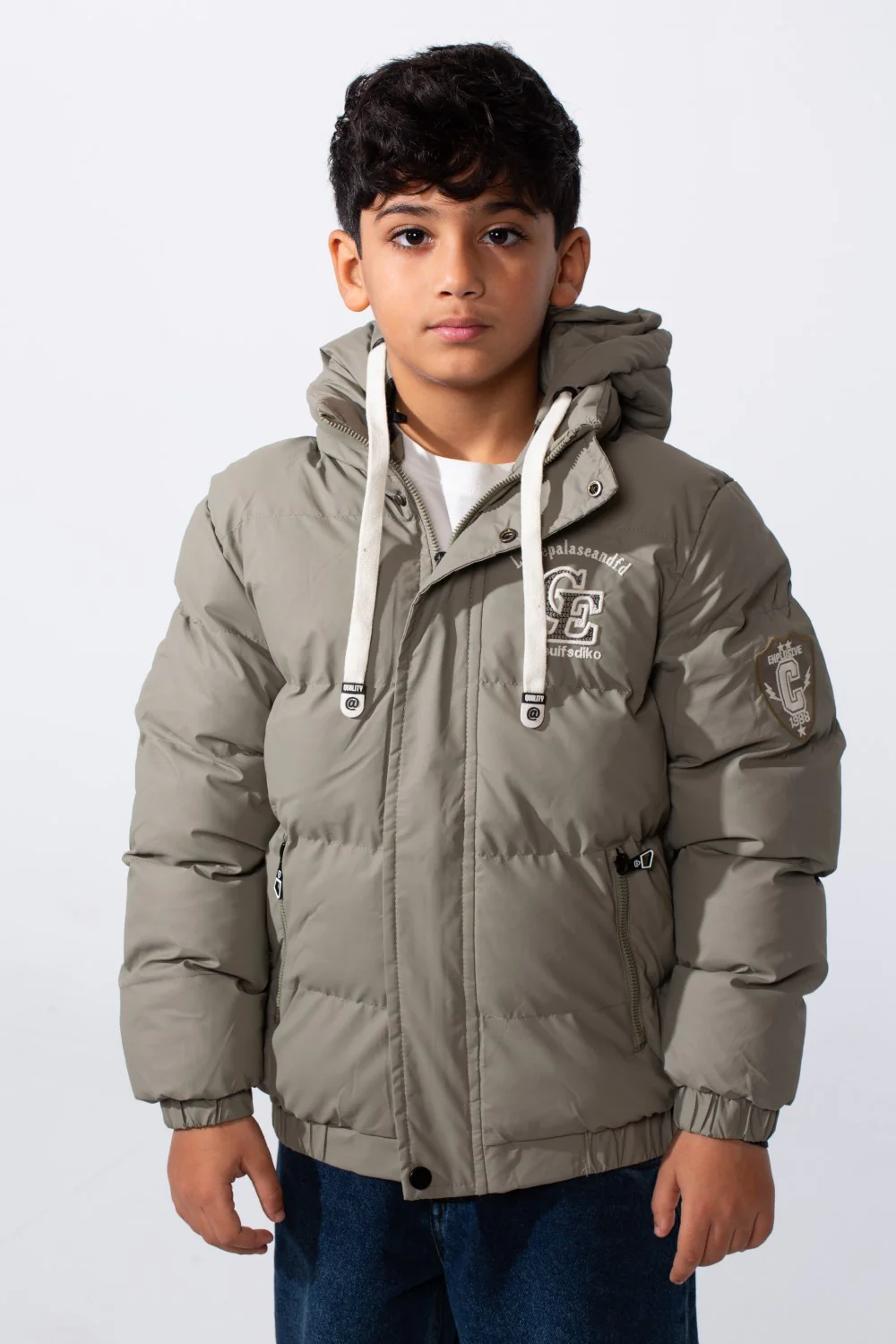 Boy's Waterproof Printed Puffer Hood Jacket With Zip Pockets - Image 9