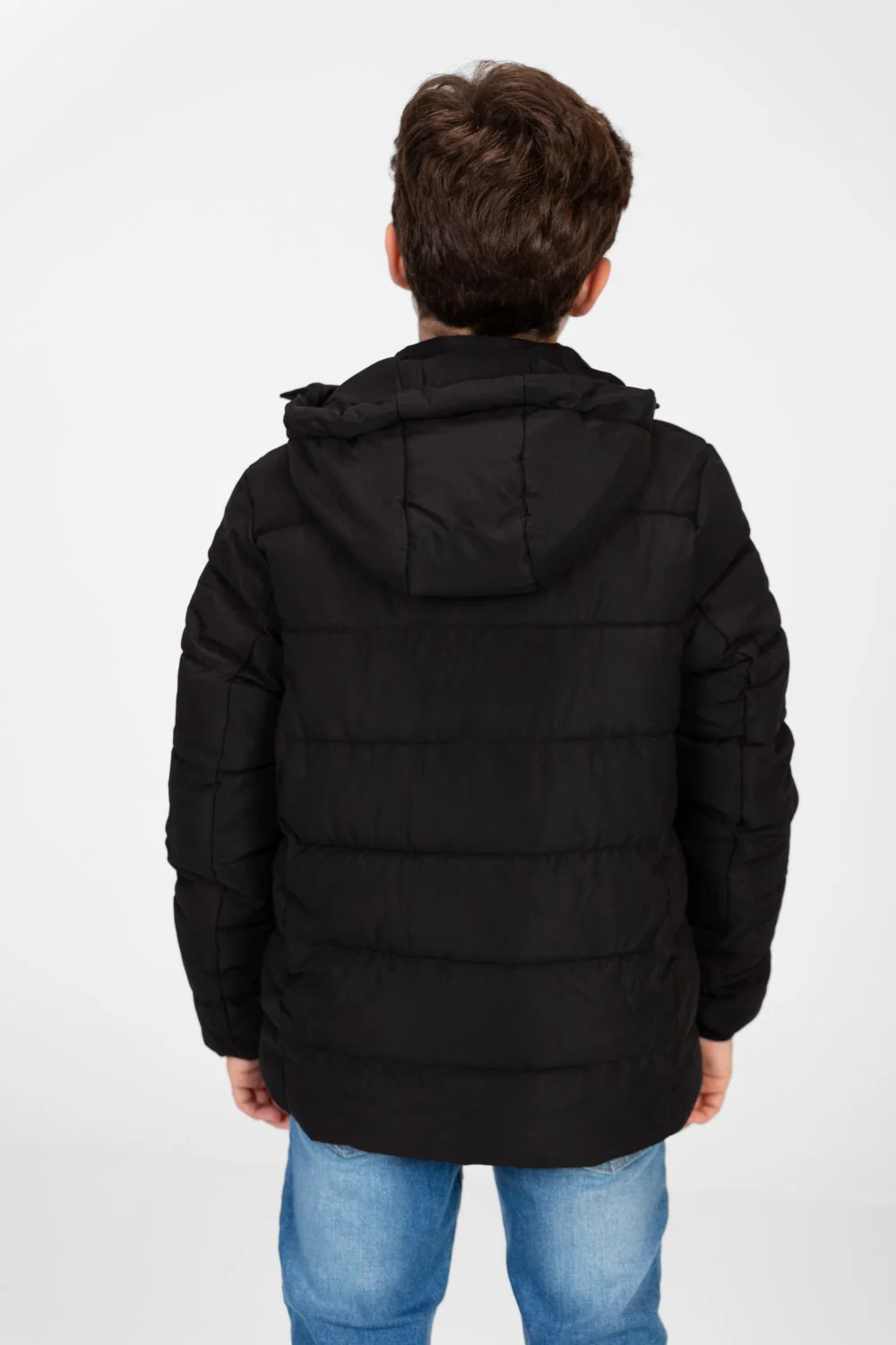 Boy's Waterproof Puffer Hood Jacket With Front Zipper - Image 2