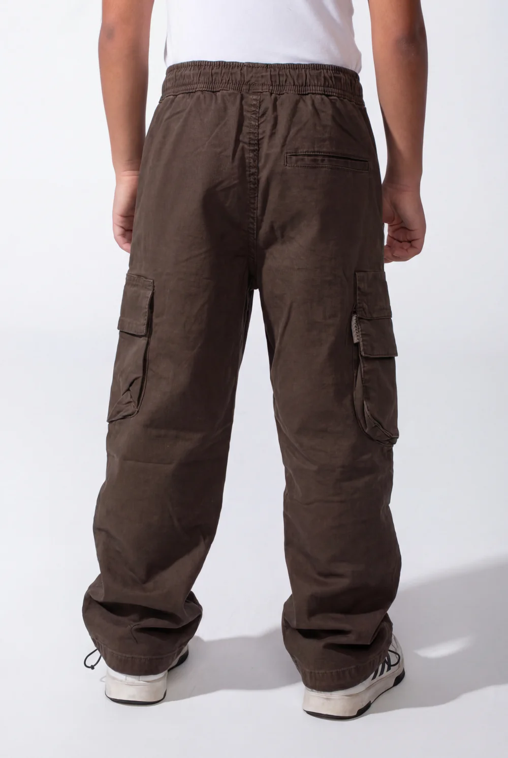 Boy's Wide-Leg Design Elastic Waist Side Cargo Pockets Hams Bungee Cords Versatile Urban Style Cargo Pants - Image 12