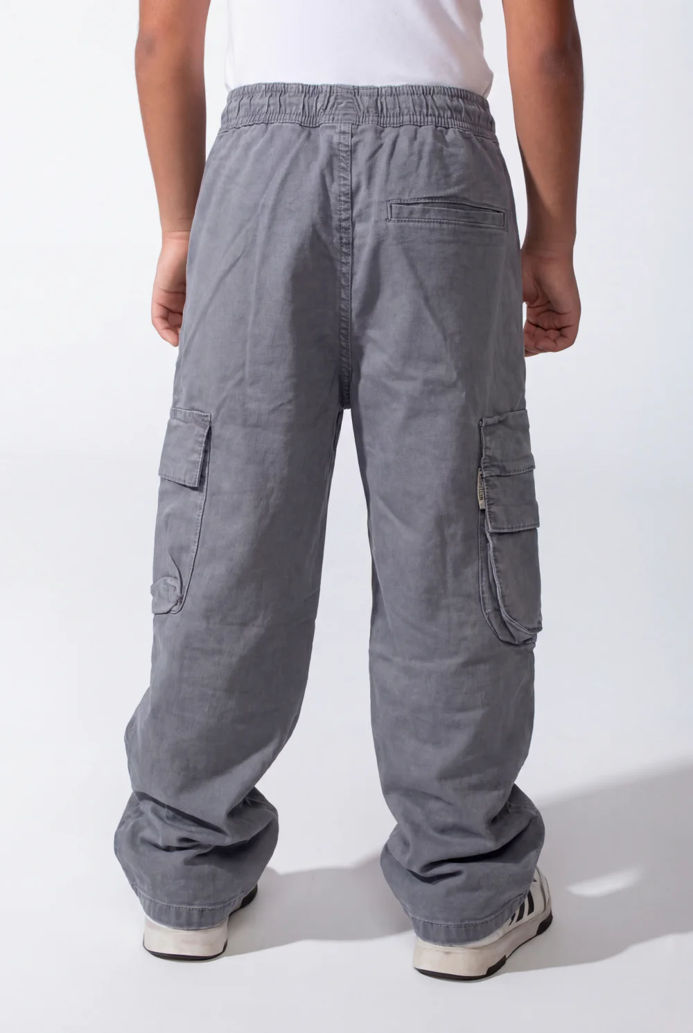 Boy's Wide-Leg Design Elastic Waist Side Cargo Pockets Hams Bungee Cords Versatile Urban Style Cargo Pants - Image 15
