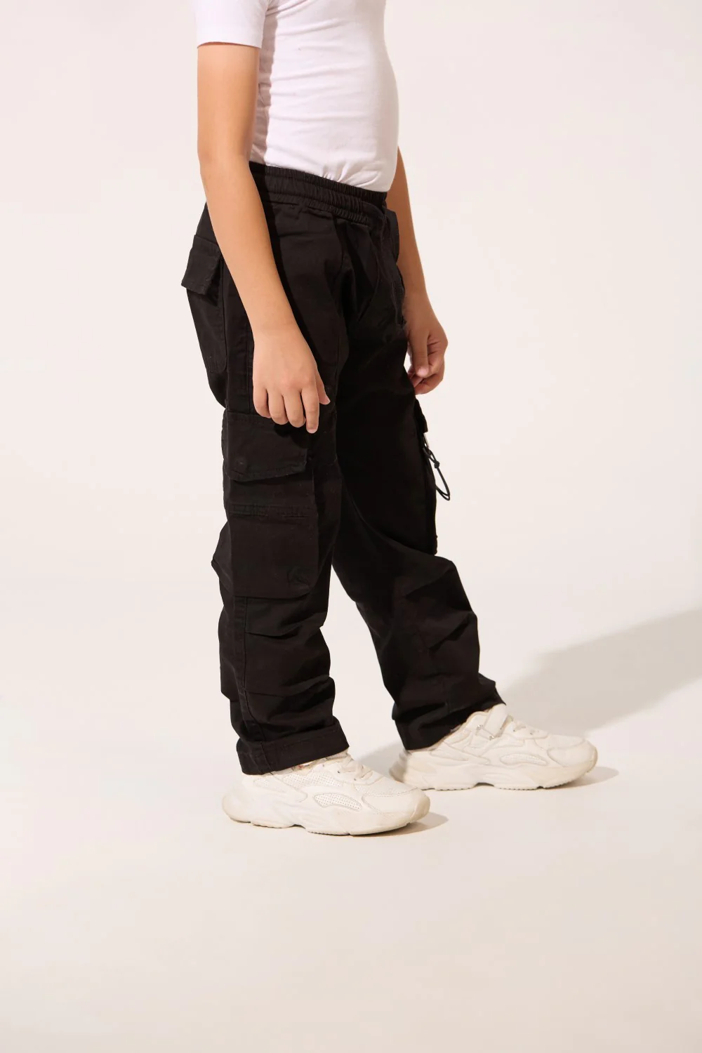 Boy's Wide Leg Gabardine Sherwal Pants With Modern Side Pockets - Image 3