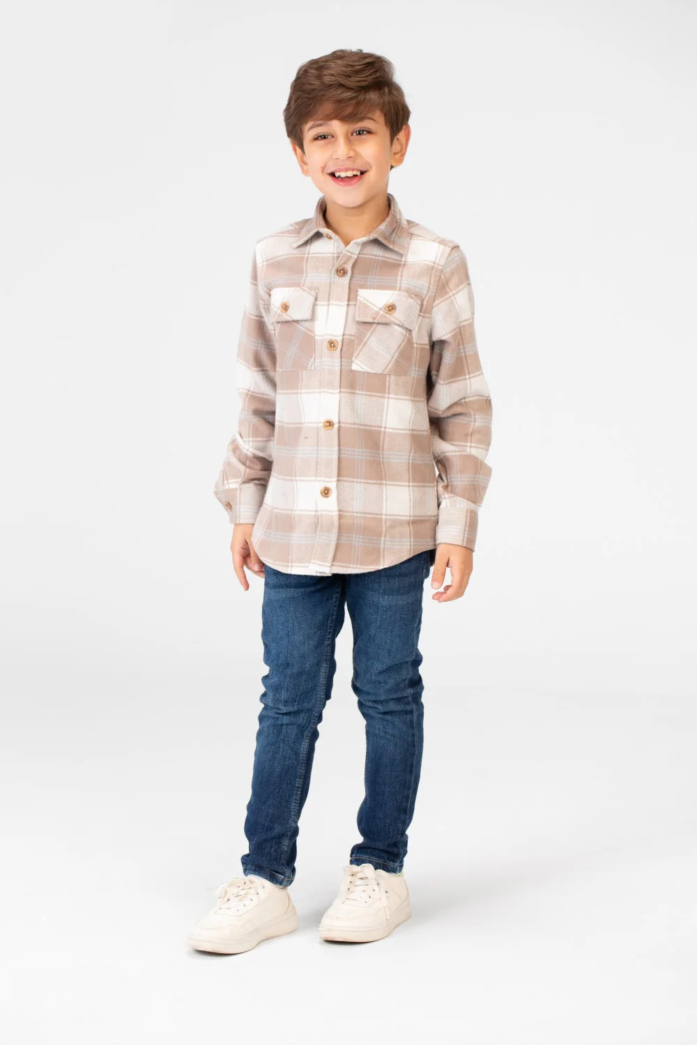 Boy's Winter Checked Shirt With Buttons - Image 4