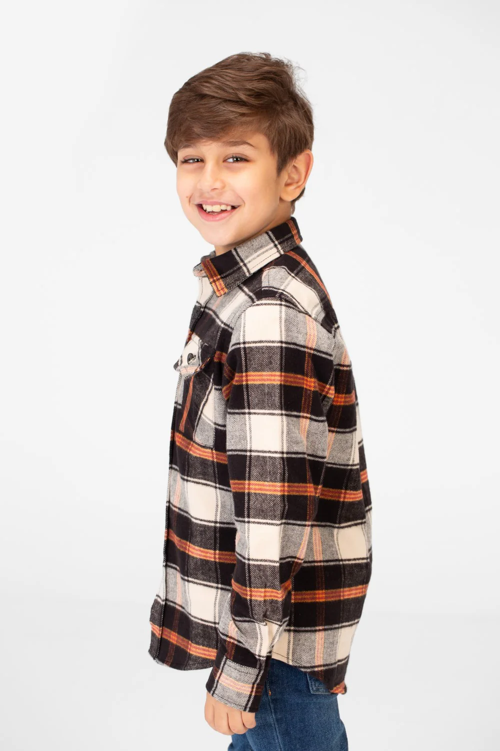 Boy's Winter Checked Shirt With Buttons - Image 7