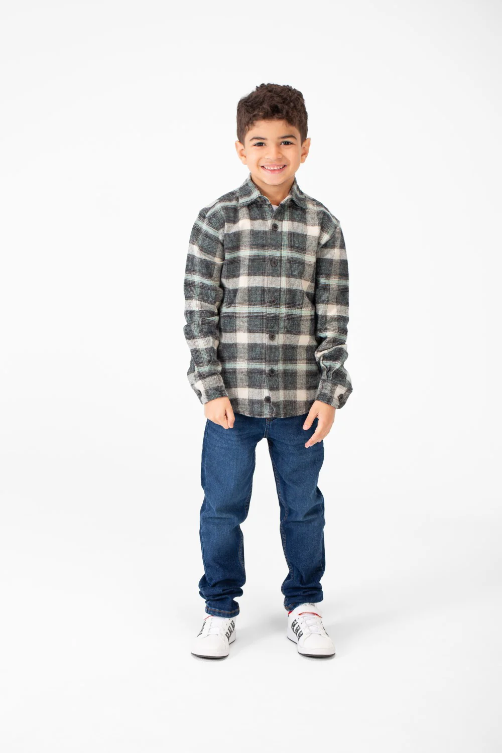 Boy's Winter Checked Shirt With Buttons And Long Sleeves - Image 4