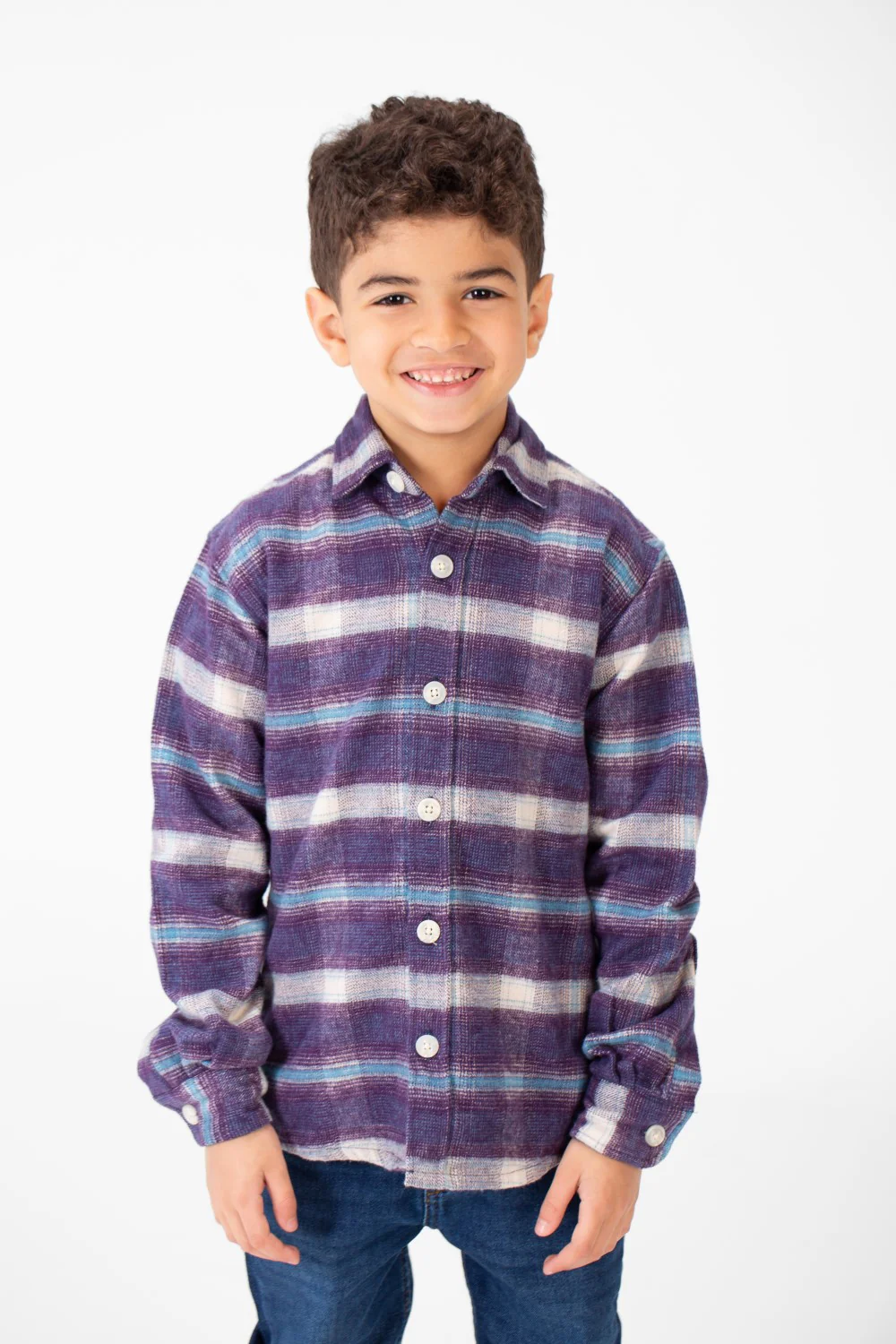 Boy's Winter Checked Shirt With Buttons And Long Sleeves - Image 5