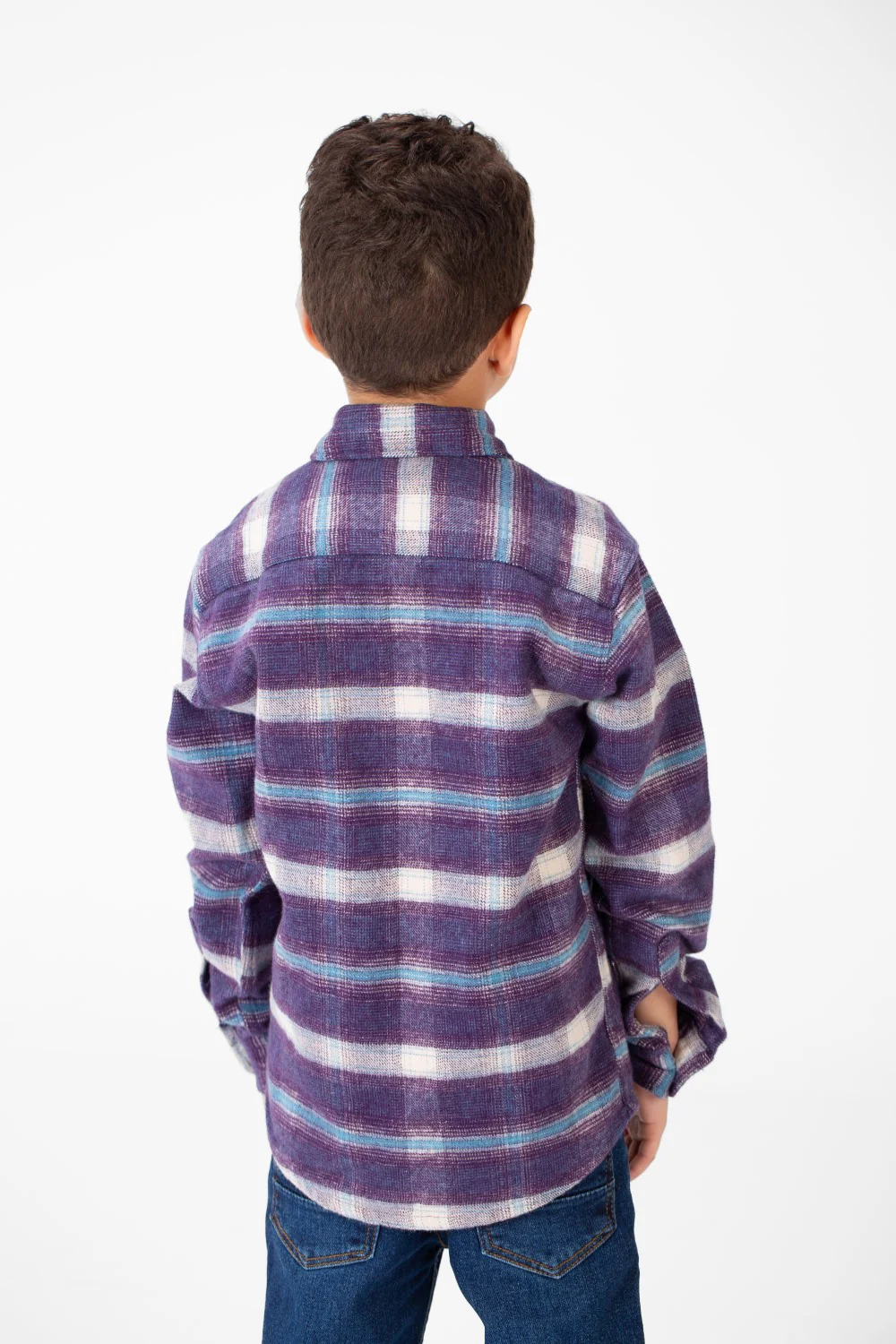 Boy's Winter Checked Shirt With Buttons And Long Sleeves - Image 6
